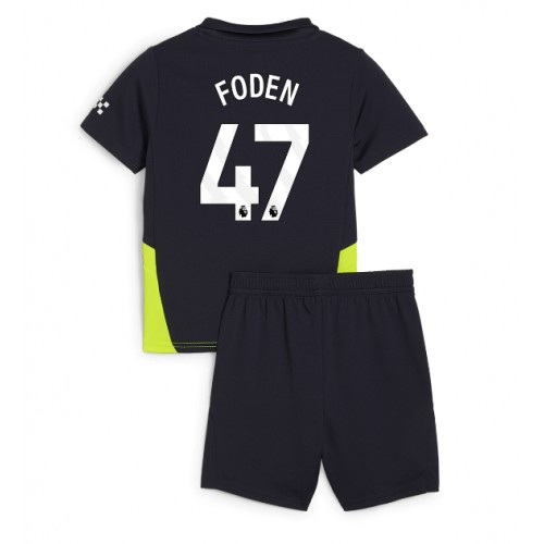 Fotballdrakt Barn Manchester City Phil Foden #47 Bortedraktsett 2024-25 Kortermet (+ Korte bukser)